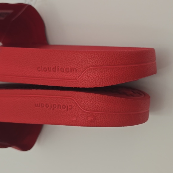 NWT Adidas Red White Adilette Shower Slides Sandals Made In Italy Size Men\'s 18 main image 2